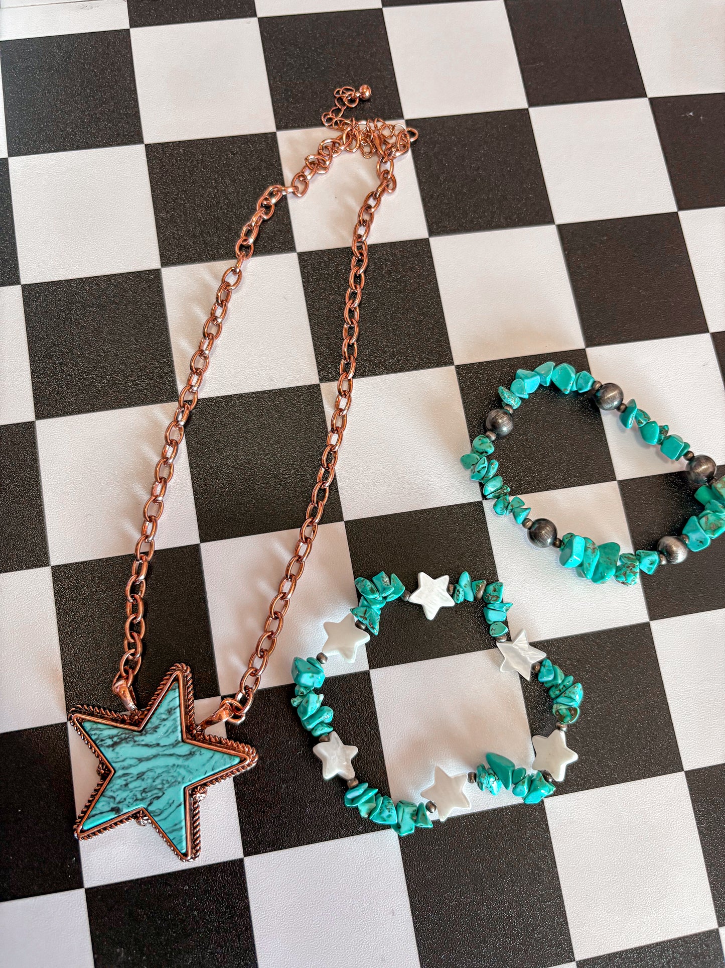 Star Stretch Turquoise Stack Bracelets (2)