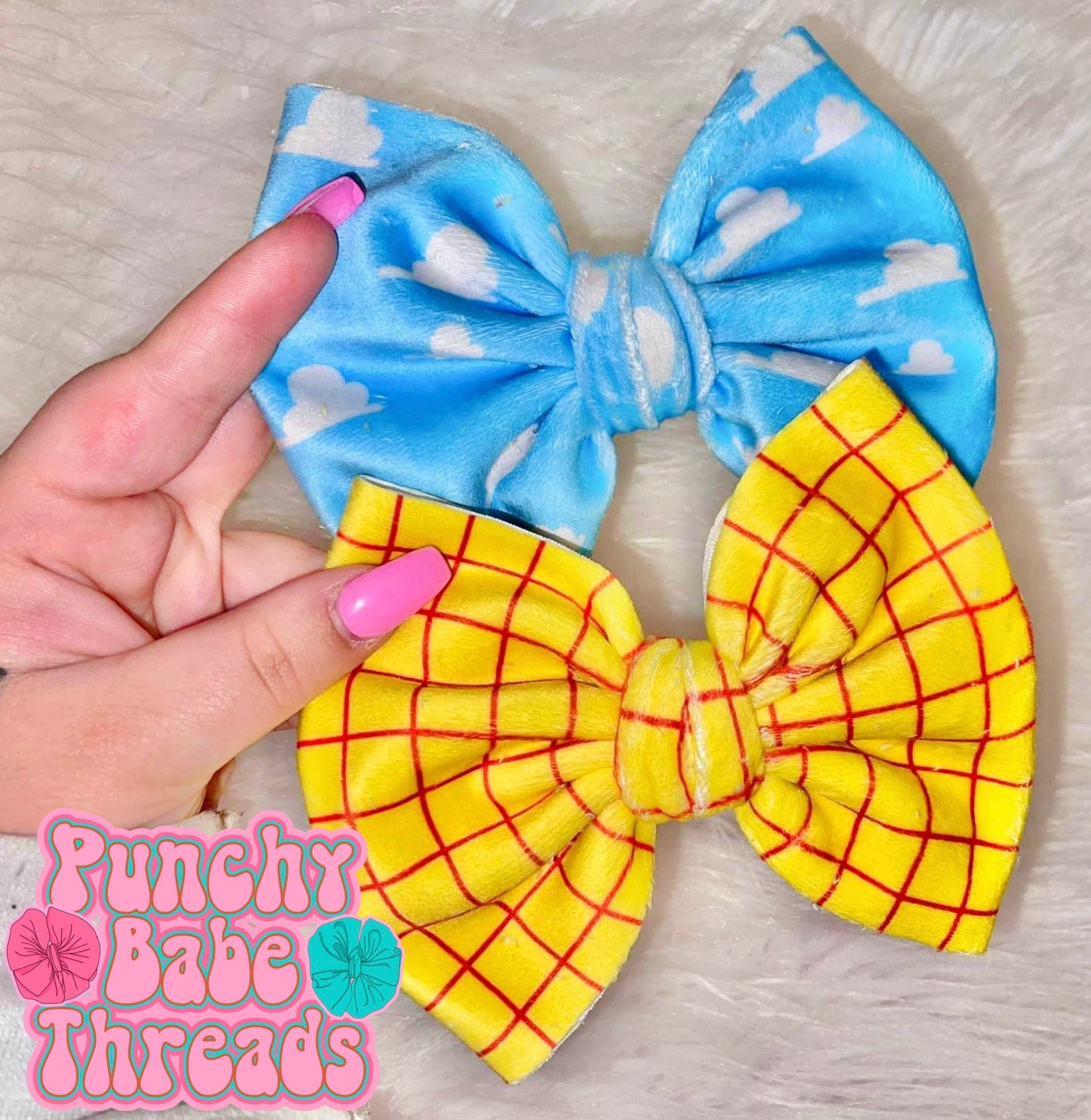 Clouds Plaid Bow