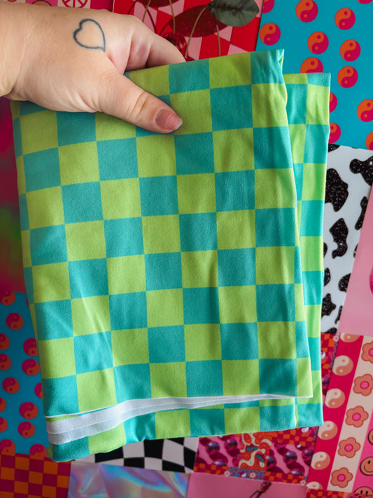 Aqua Green Checkered Handmade