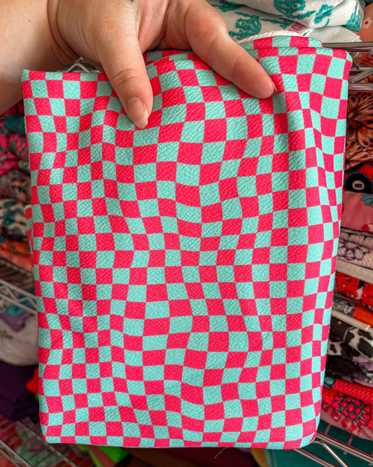 Turquoise/pink Checkered Bow