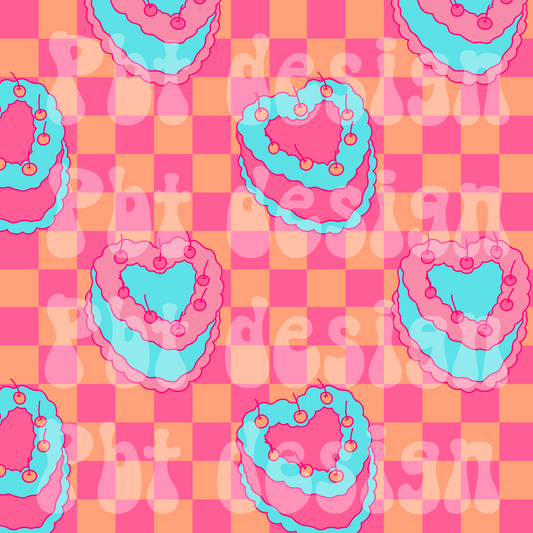 Cake Checkered Seamless Digital