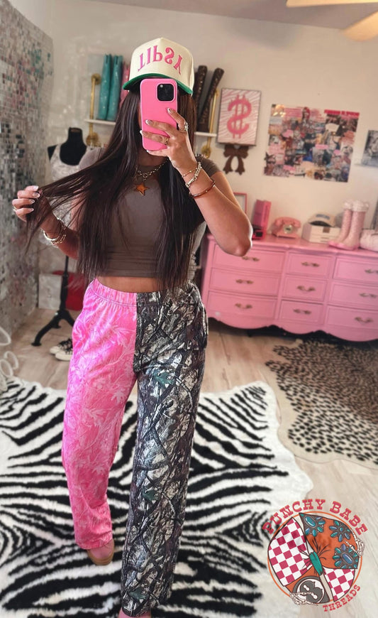 Small Pink Camo/Camo Pants 32” inseam