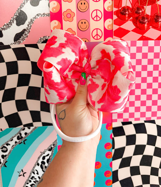Pink Cowhide Boutique Bow