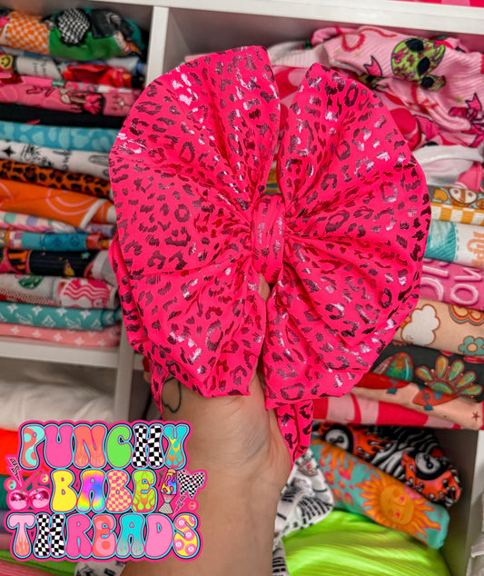 Pink Leopard Bow