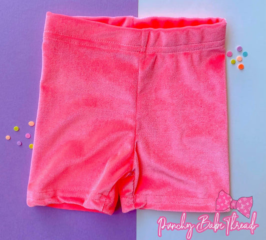 Pink Velvet Biker Shorts
