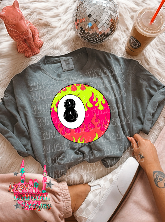 8 Ball Flames Kids Graphic