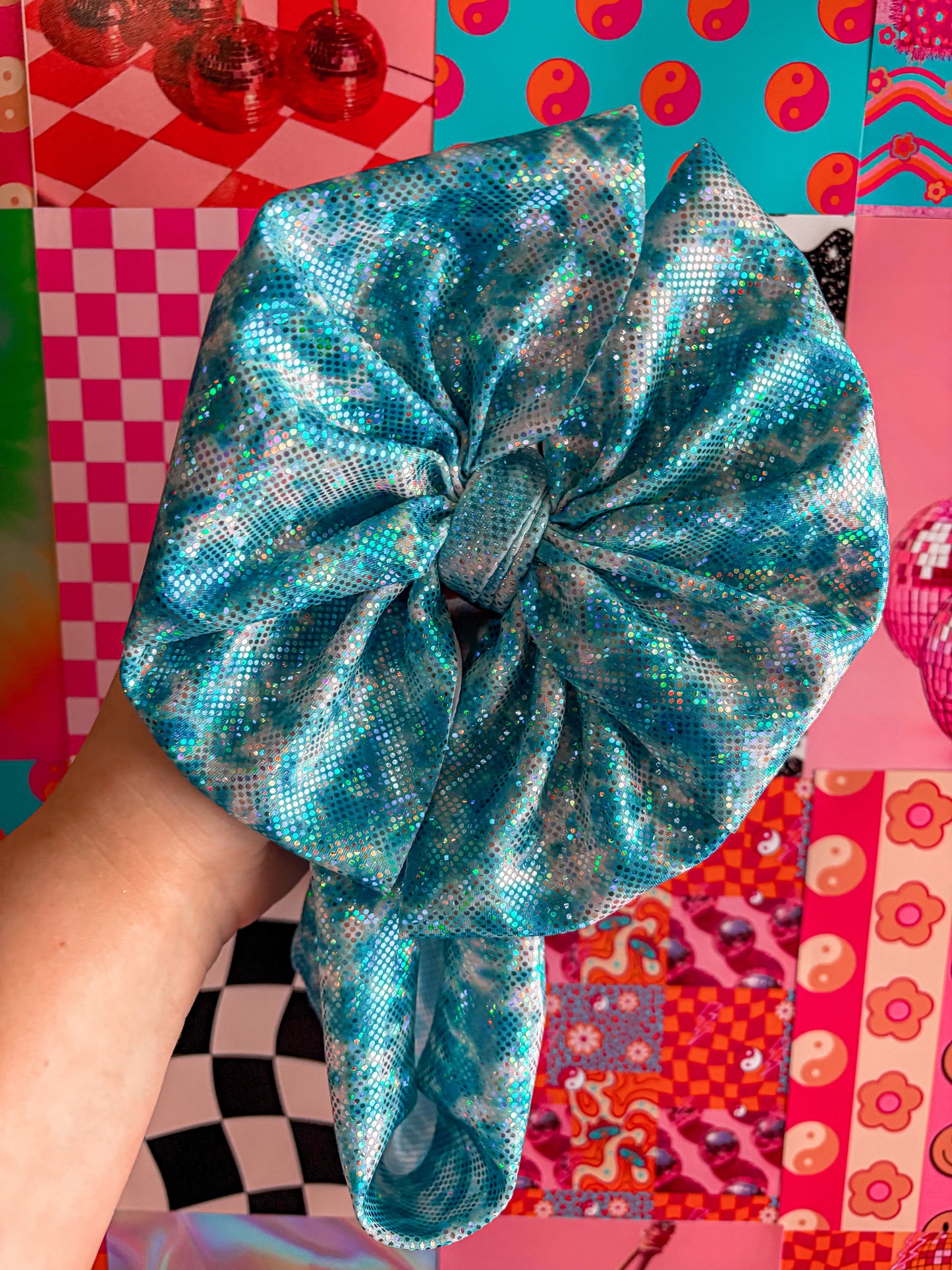 Blue Tiedye Shimmer Bow
