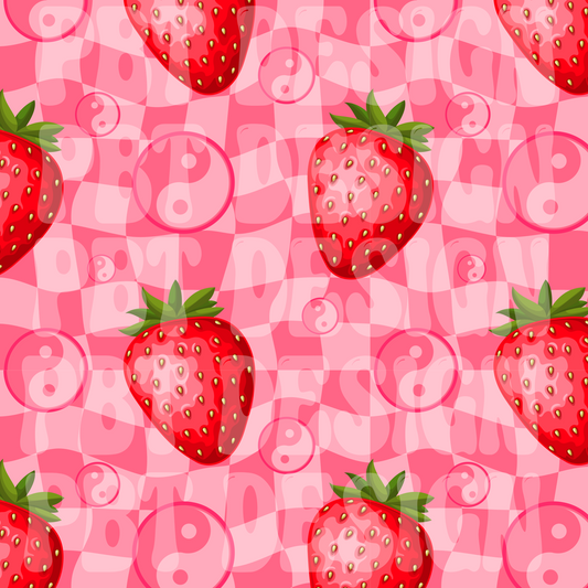 Strawberry Checkered Seamless Digital