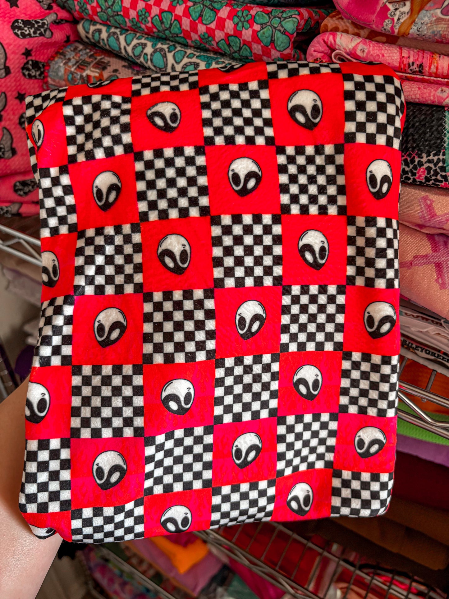 Pink/Orange Checkered Yin Yang Bow