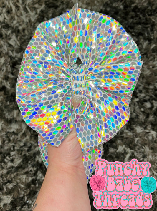 White Silver Sequin Bow