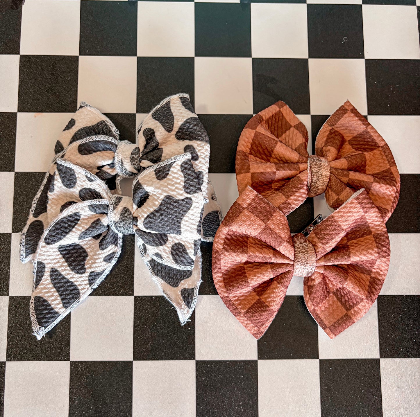 Brown Checkered Piggies Clip