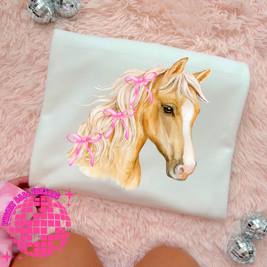 Pink Bow Horse Kids Tee/Romper