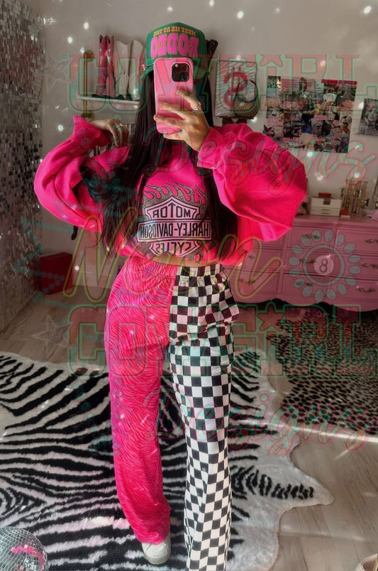 Pink Zebra/Check Pants