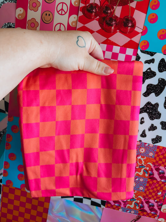 Pink/orange checkered Handmade