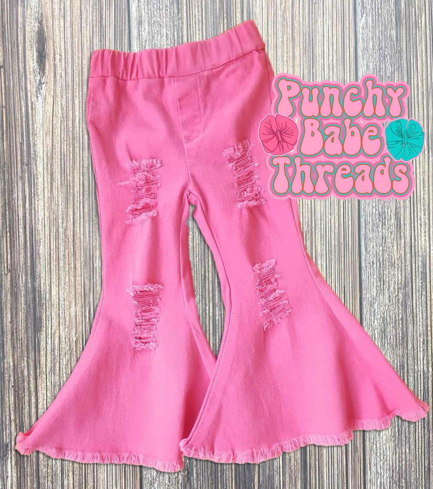 Pink Distressed Flares