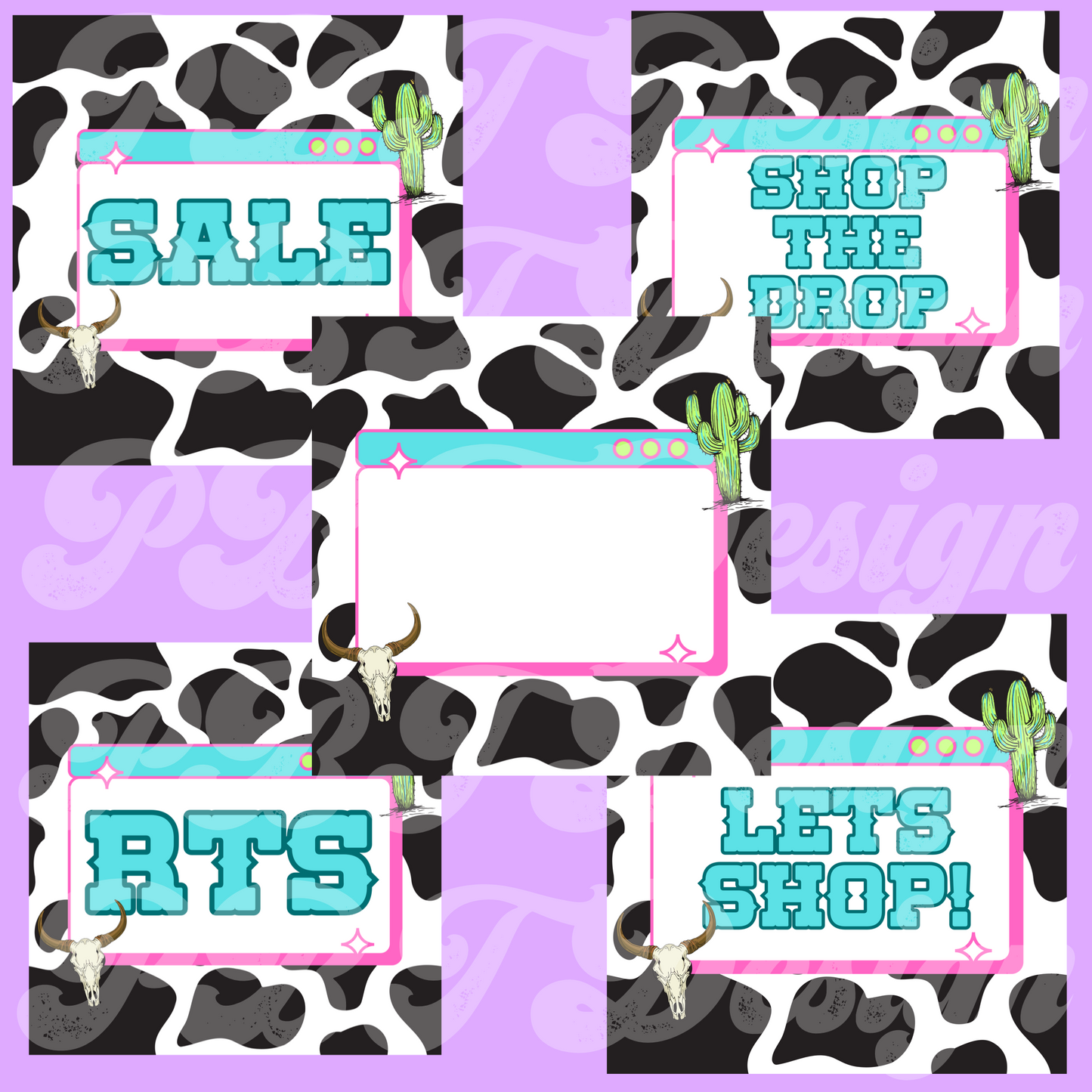 Cowprint Graphic Advertisement Bundle of 5