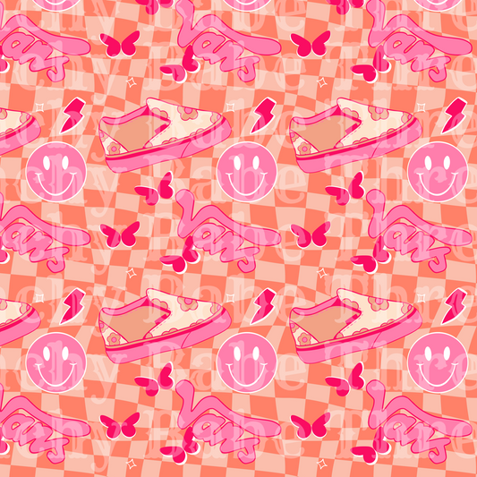 N Pink Floral Shoe Bow