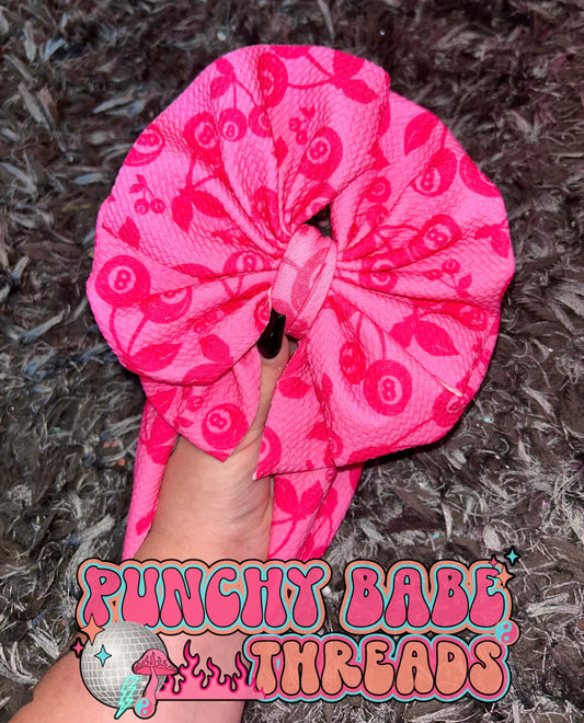 Pink 8 Ball cherries Bow