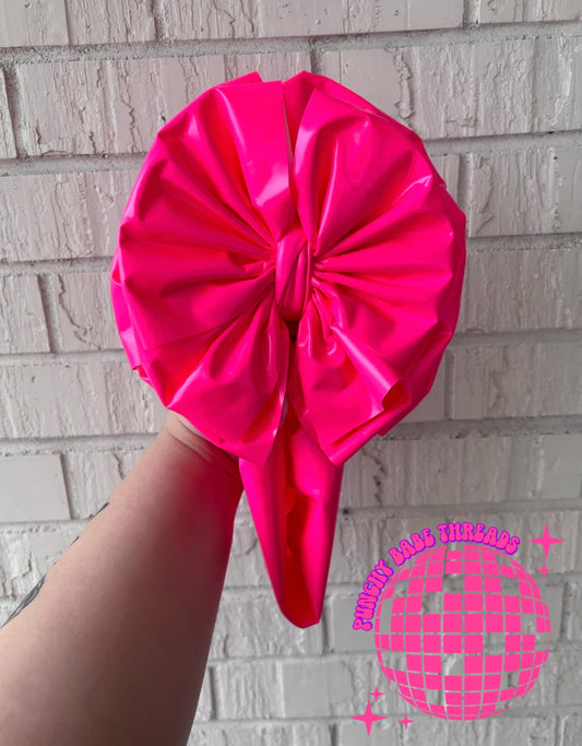 Neon Pink Pleather Bow