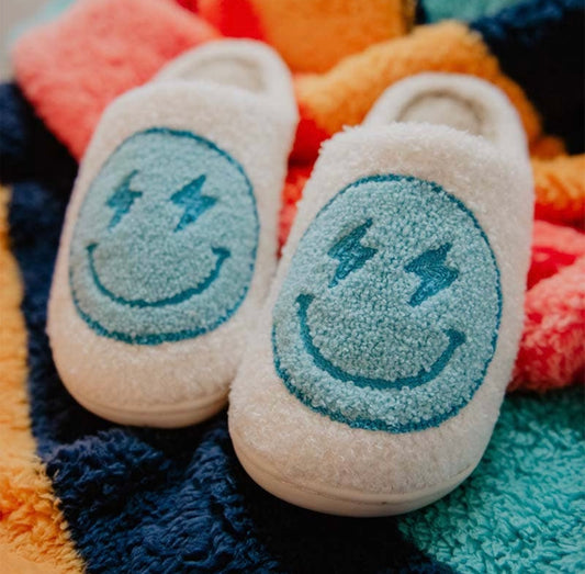 Turquoise Smiley Slippers