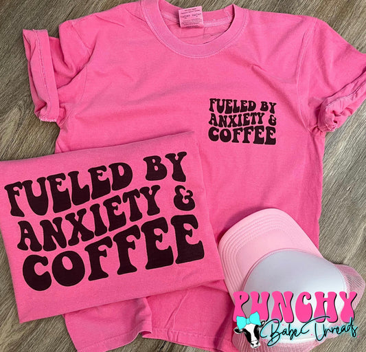 Fueled By Anxiety & Coffee Adult Tee