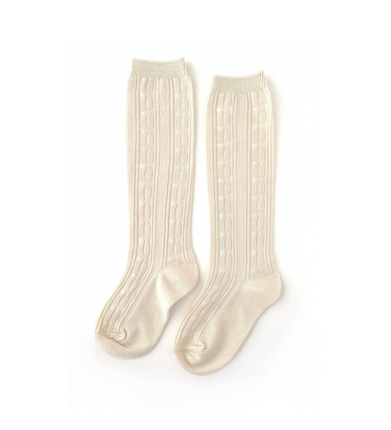 Vanilla Cream Cable Knit Knee High Socks